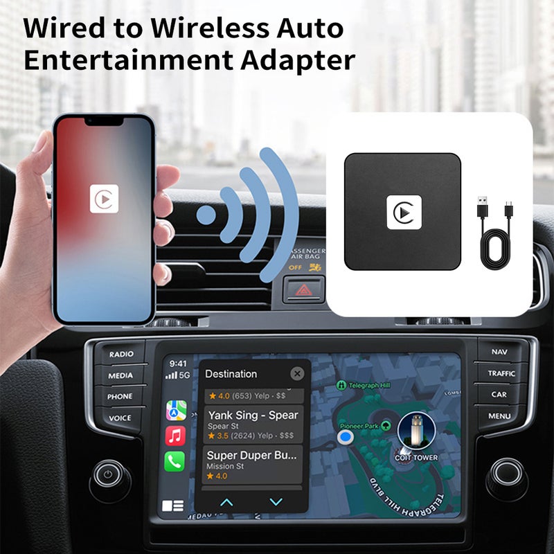 Wireless Auto Entertainment Adapter Replacement for iPhone, 5GHz WiFi Car Wired to Wireless In-Car Multimedia Interface Dongle for Cars, Plug and Play - Image 2
