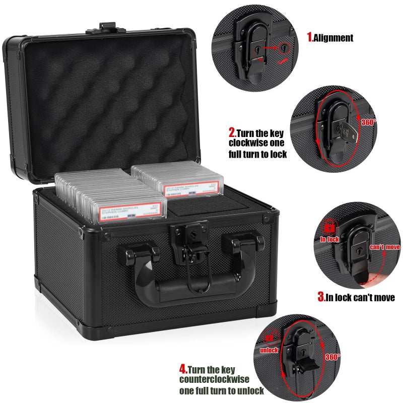 OUUTMEE Graded Card Case - Aluminum Alloy Graded Card Storage Box Compatible with 40 Card Slabs, Sports Trading Card Case Fits PSA, CSG, BGS - Image 2