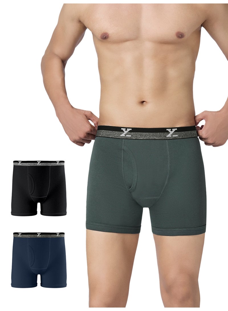 اكس واي اكس اكس XYXX Nova بوكسرات قطنية للرجال، عبوة من 3 قطع، مطاطية خارجية - Image 1