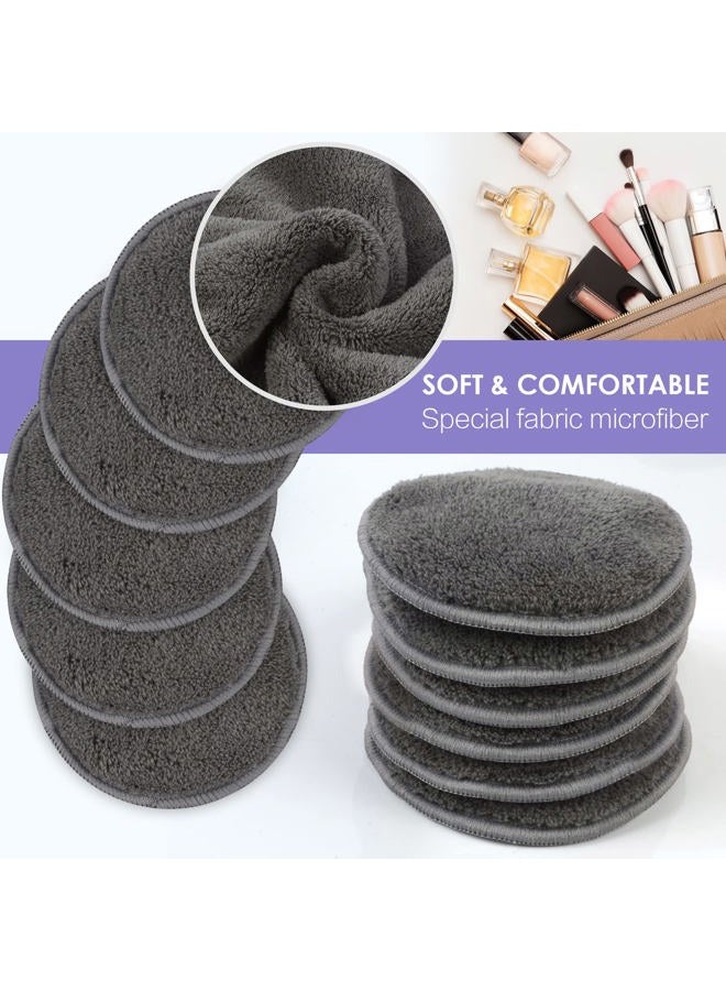 SUNLAND Reusable Makeup Remover Pads for Face,Eye,Lips 16 Pack Microfiber Face Cleansing Gloves Washable with Laundry Bag and Travel Bag Rounds Toner Pads (Round 3.15inchx16, Dark Grey) - Image 3