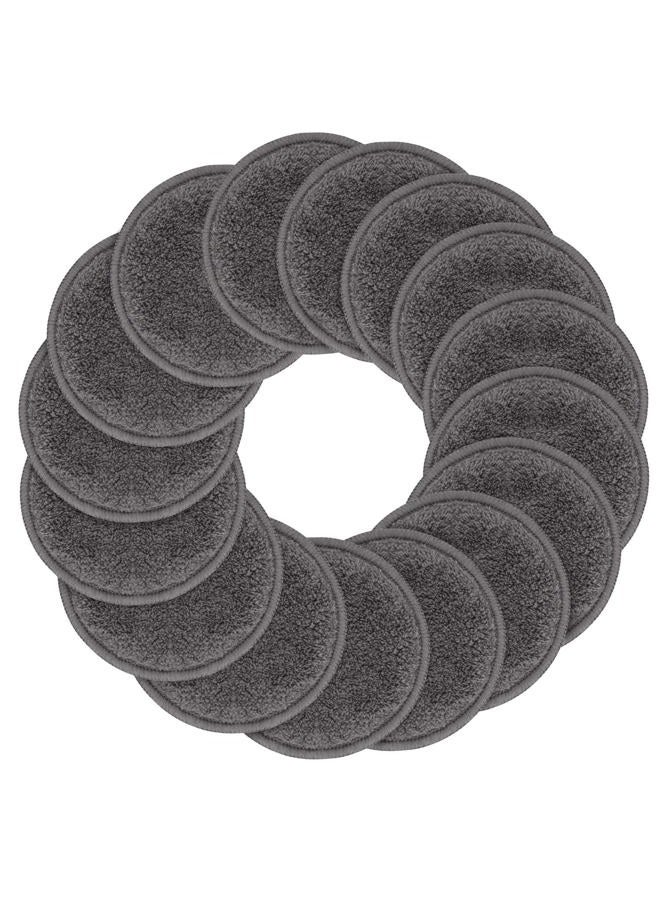 SUNLAND Reusable Makeup Remover Pads for Face,Eye,Lips 16 Pack Microfiber Face Cleansing Gloves Washable with Laundry Bag and Travel Bag Rounds Toner Pads (Round 3.15inchx16, Dark Grey) - Image 1