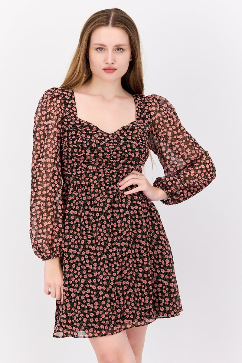 RIVER ISLAND Women Floral Print Mini Dress, Multicolor - Image 1