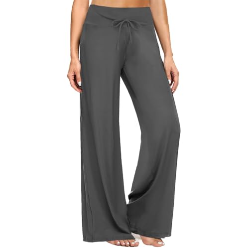 ZOOSIXX Soft Black Pajama Pants for Women, Wide Leg Comfy Casual Lounge Yoga Capri Pants 22'' / 30'' - Image 1