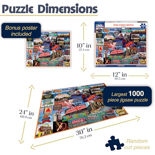 White Mountain 1000 Piece Jigsaw Puzzle Fun Collage Puzzles with Large Pieces Gift for Adults and Family 24x30 Signs Across America States - Image 5