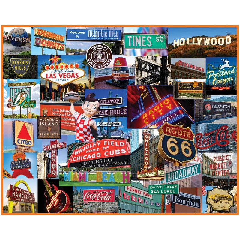 White Mountain 1000 Piece Jigsaw Puzzle Fun Collage Puzzles with Large Pieces Gift for Adults and Family 24x30 Signs Across America States - Image 3