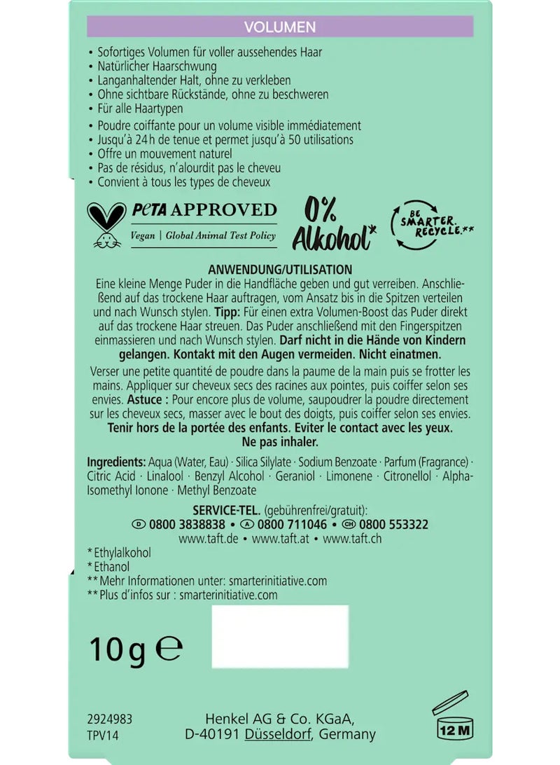 Schwarzkopf German Brand ,Schwarzkopf Taft Volume Powder 10 g | Instant Fullness for All Hair Types | 24h Hold | Vegan & Alcohol-Free | PETA Approved - Image 2