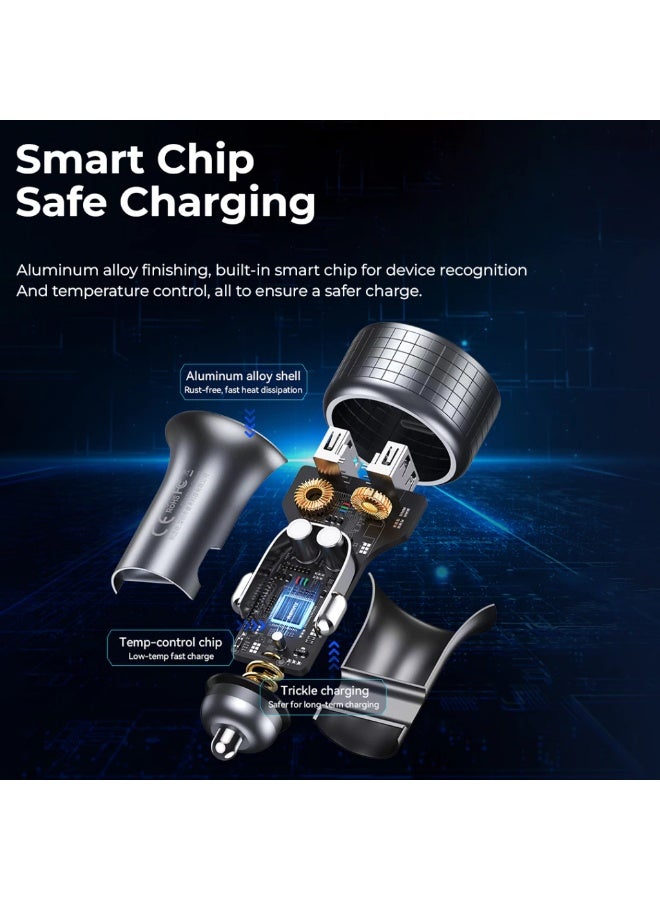 ريماكس شاحن سيارة سريع 83 وات، سلسلة RCC327 Salo III، PD 65 وات + QC 18 وات، مخرج ثلاثي (2 USB + Type-C)، شاحن صغير من سبائك الألومنيوم للهواتف والأجهزة اللوحية وأجهزة الكمبيوتر المحمولة، حماية ذكية وشحن سريع للمركبات 12 فولت/24 فولت - Image 5