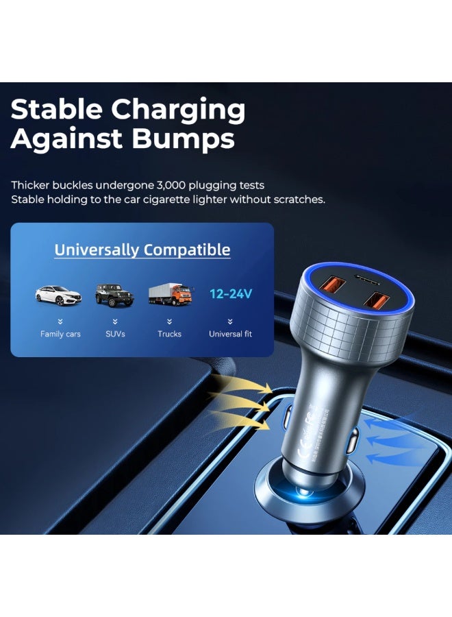 ريماكس شاحن سيارة سريع 83 وات، سلسلة RCC327 Salo III، PD 65 وات + QC 18 وات، مخرج ثلاثي (2 USB + Type-C)، شاحن صغير من سبائك الألومنيوم للهواتف والأجهزة اللوحية وأجهزة الكمبيوتر المحمولة، حماية ذكية وشحن سريع للمركبات 12 فولت/24 فولت - Image 2