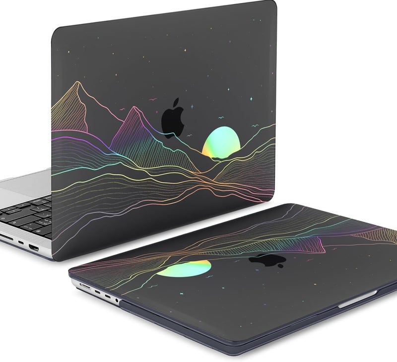 KEROM Clear Black Case for MacBook Air 13 inch 2021-2018 M1 A2337 A2179 A1932, Plastic Hard Shell Case & Keyboard Cover for MacBook Air 13.3 inch, Sunrise - Image 1