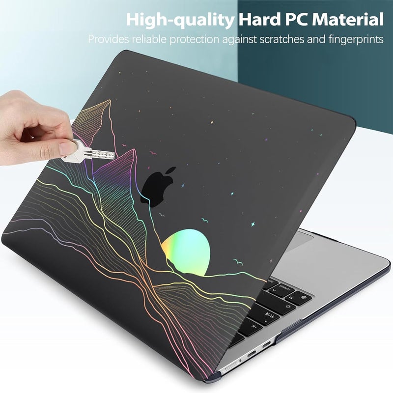 KEROM Clear Black Case for MacBook Air 13 inch 2021-2018 M1 A2337 A2179 A1932, Plastic Hard Shell Case & Keyboard Cover for MacBook Air 13.3 inch, Sunrise - Image 2