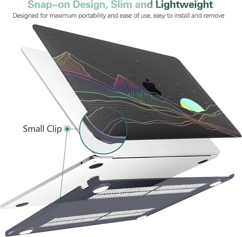 KEROM Clear Black Case for MacBook Air 13 inch 2021-2018 M1 A2337 A2179 A1932, Plastic Hard Shell Case & Keyboard Cover for MacBook Air 13.3 inch, Sunrise - Image 5