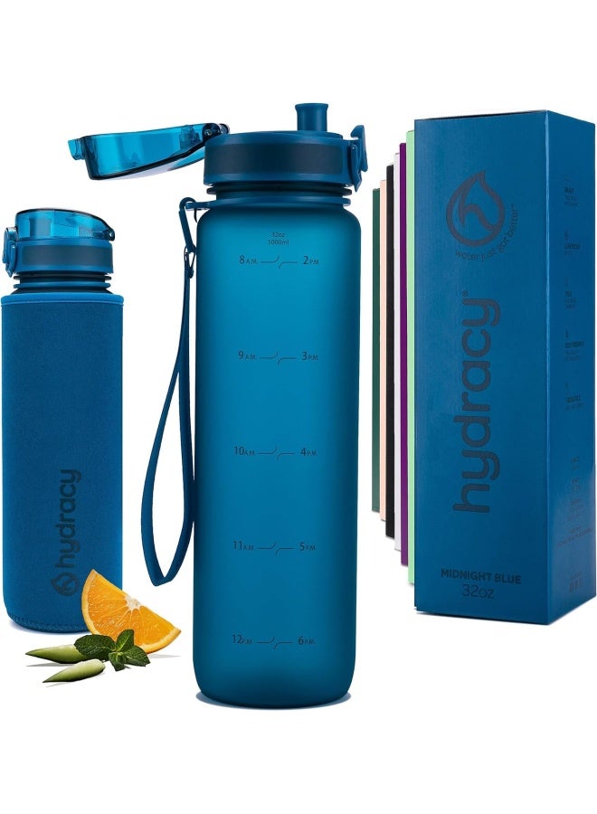 Hydracy Bpa Free Water Bottle With Time Marker Large 1L 32Oz - Image 1