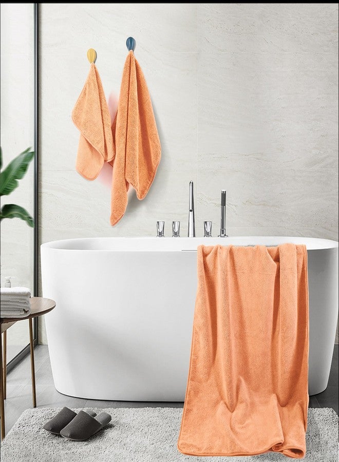 POLYTE Oversize, 60 x 30 in., Quick Dry Lint Free Microfiber Bath Towel Set, 6 Piece (Orange) - Image 3