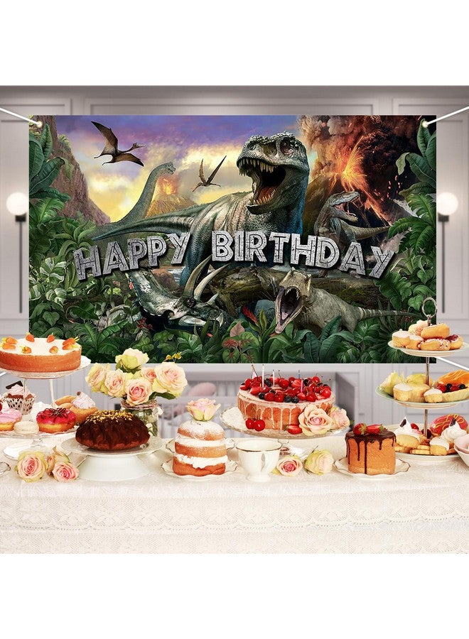 Avezano Dinosaur Birthday Backdrop Jurassic Dino Theme Happy Birthday Banner Jungle Birthday Party Decorations Boys Birthday 70.8 X 43.3 Inch Photo Backdrop - Image 5
