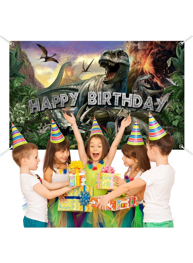 Avezano Dinosaur Birthday Backdrop Jurassic Dino Theme Happy Birthday Banner Jungle Birthday Party Decorations Boys Birthday 70.8 X 43.3 Inch Photo Backdrop - Image 4
