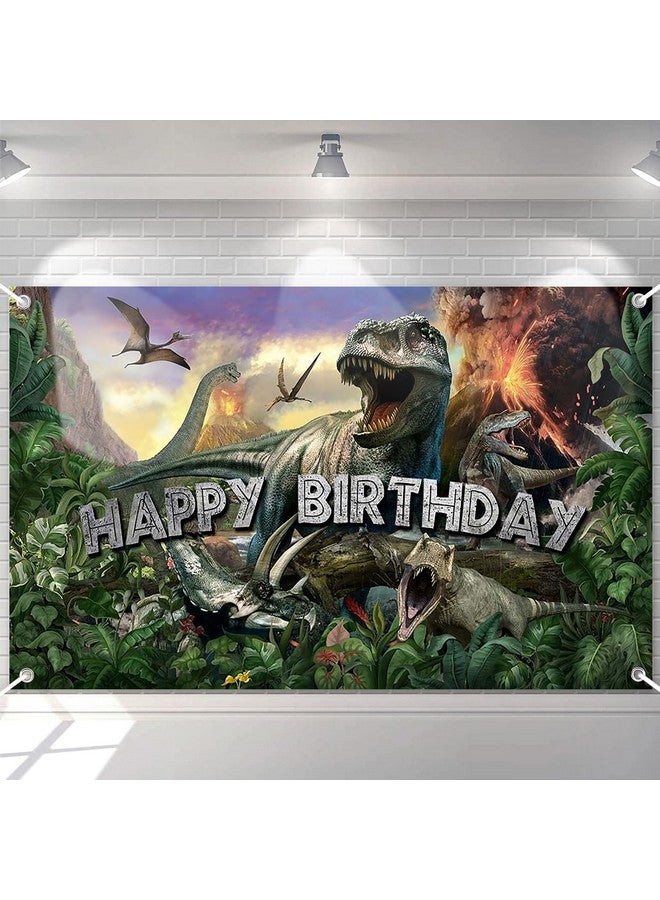 Avezano Dinosaur Birthday Backdrop Jurassic Dino Theme Happy Birthday Banner Jungle Birthday Party Decorations Boys Birthday 70.8 X 43.3 Inch Photo Backdrop - Image 2