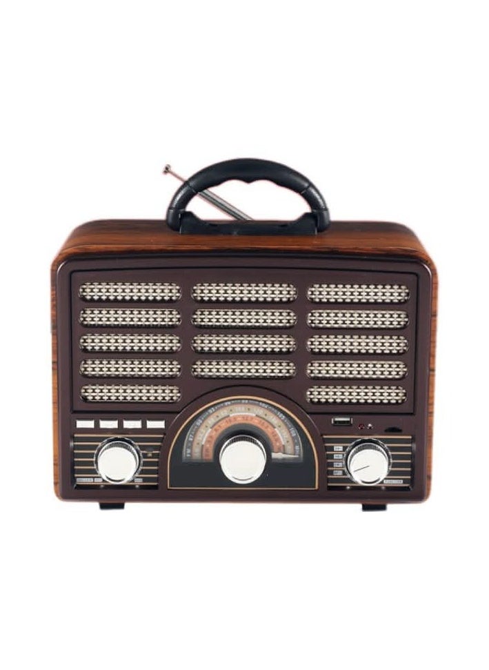 Denx - Rechargeable HI-FI Radio with Remote Control, Large Capacity Battery, Portable, Retro Style FM Radio, Support Bluetooth, SD Card Slot, USB and AUX Port - Image 1