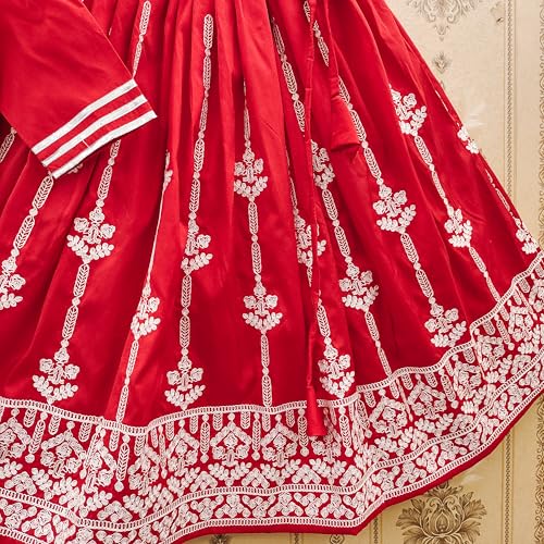 Tejam Girls Traditional Lehenga With Crop Top - Embroidered Readymade Lehenga Choli - Fancy Ethnic Dress For Kids Girls 2-8 Years (Red, 3-4 Years) - Image 5