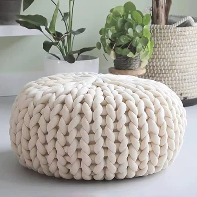 vrawas Arm Knitting Yarn for Chunky Yarn Giant Tubular Crochet Making Blanket DIY,Hand Knitting Braided Knot Throw Washable Tube Bulky for Weave Craft Crochet(Milk White, 0.55lb) - Image 5
