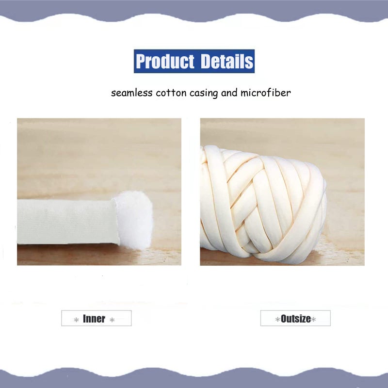vrawas Arm Knitting Yarn for Chunky Yarn Giant Tubular Crochet Making Blanket DIY,Hand Knitting Braided Knot Throw Washable Tube Bulky for Weave Craft Crochet(Milk White, 0.55lb) - Image 2
