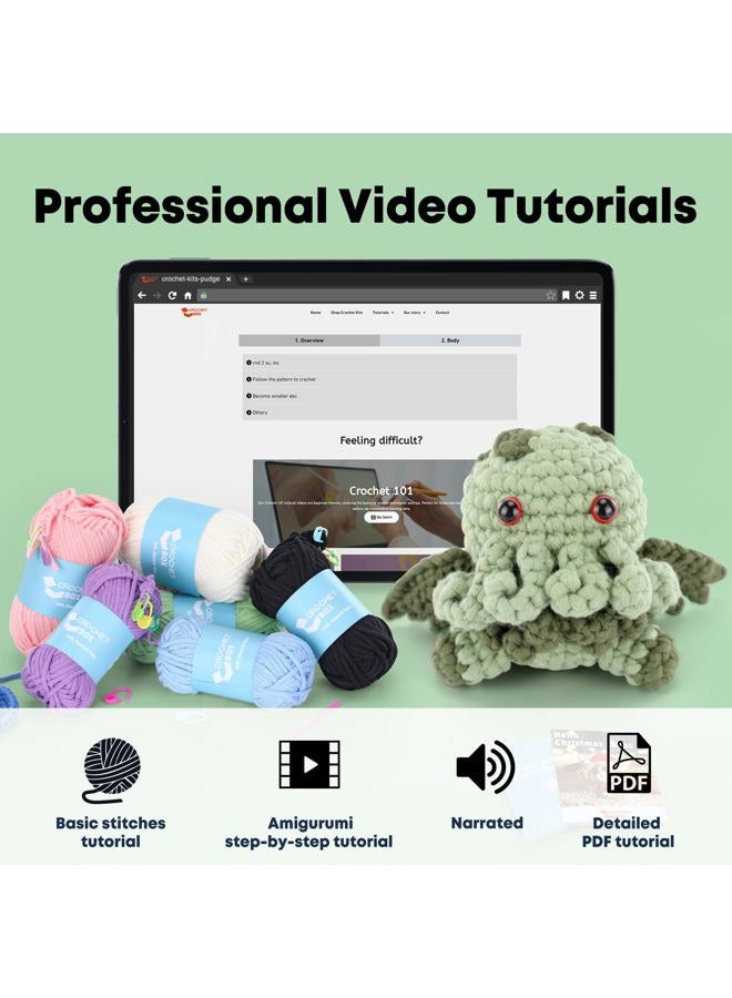 CrochetBox مجموعة كروشيه للمبتدئين - مجموعة كروشيه كاثولو للبدء، كروشيه للمبتدئين للكبار والأطفال، هدايا حرفية مع خيوط كروشيه، إبرة، فيديو خطوة بخطوة، تعليمات - Image 4