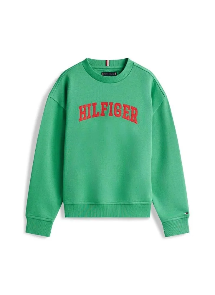 Tommy Hilfiger Bahama Green Logo Terry Crew Neck Sweatshirt for Men | Best Price UAE