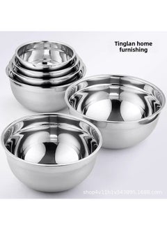 Export 304 Stainless Steel Salad Bowl Salad Basin With Lid Beat Egg Basin Seasoning Tank Food Soup Bowl Wholesale-Specifications:20cm-Color:304 True Color (0.5mm)