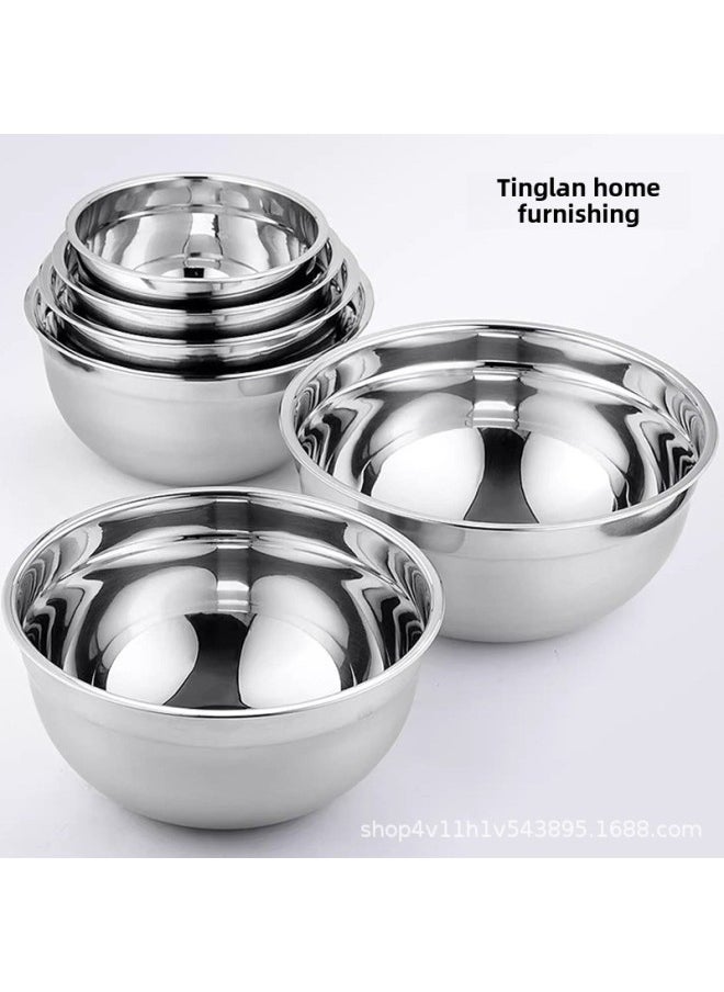 Generic - Export 304 Stainless Steel Salad Bowl Salad Basin With Lid Beat Egg Basin Seasoning Tank Food Soup Bowl Wholesale-Specifications:20cm-Color:304 True Color (0.5mm) - Image 1