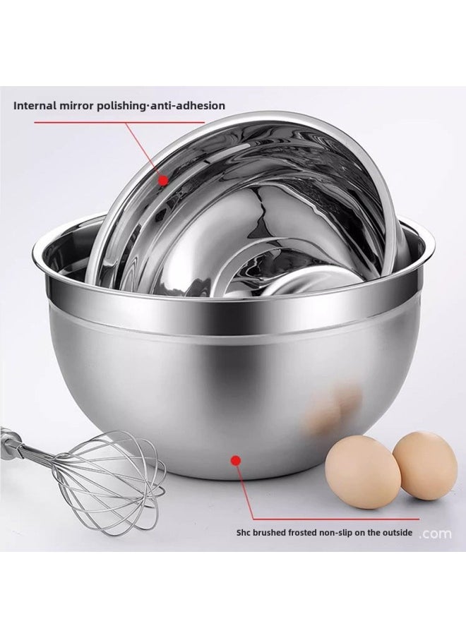 Generic - Export 304 Stainless Steel Salad Bowl Salad Basin With Lid Beat Egg Basin Seasoning Tank Food Soup Bowl Wholesale-Specifications:20cm-Color:304 True Color (0.5mm) - Image 1