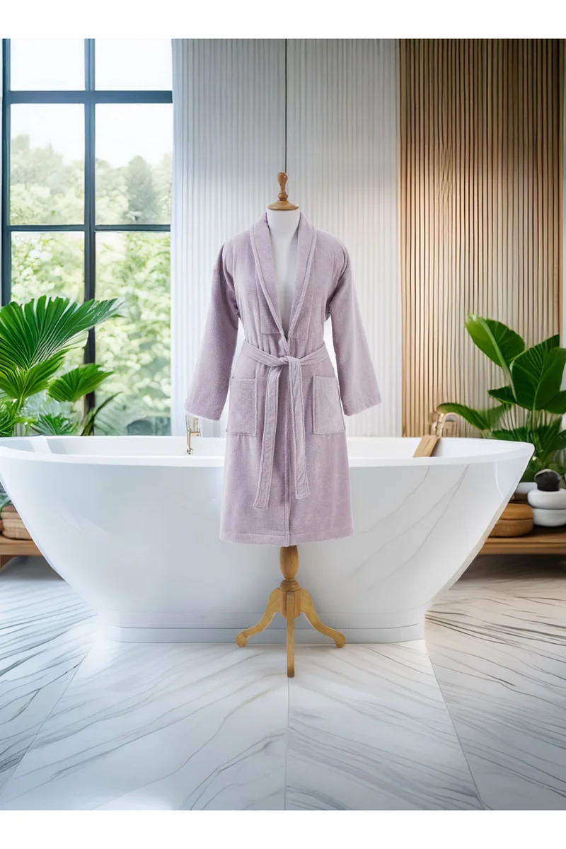Donetella Unisex 100% Cotton Velour Bathrobe Small & Medium Size, 400 GSM, Luxurious & Absorbent, Soft Velvet Feel, Ankle-Length with Shawl Collar & Pockets