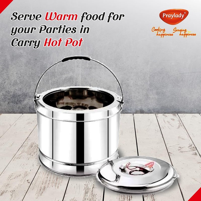 Praylady Stainless Steel Insulated Carry Hot Pot Capacity2500 ML Silver - Image 4