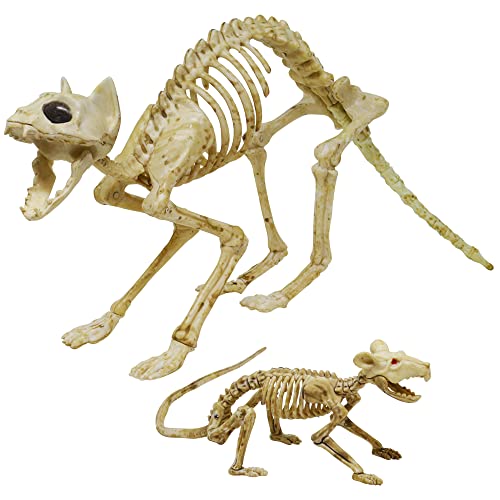 MEKBOK Halloween Decoration Skeleton Cat and Mouse Skeletons Skeleton Animal Courtyard Decoration and Reaper Skeleton Animals Skeleton Decor Suitable for Halloween IndoorOutdoor Parties - Image 1