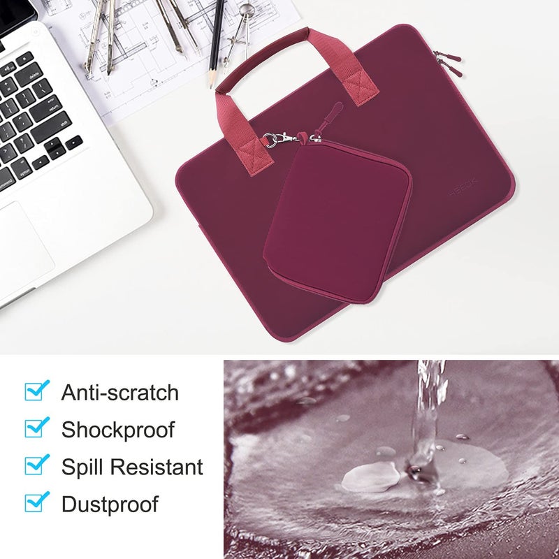 Hseok Laptop Sleeve 13.3-14 inch Case with Small Pouch, Neoprene Computer Bag Compatible with MacBook Pro 14" M4/M3/M2/M1 2025-2021, Mac Air/Pro 13.3" and Most 13-14 inch Notebooks,R02D01 - Image 4