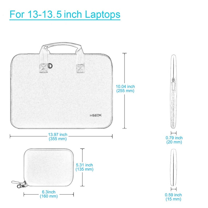 Hseok Laptop Sleeve 13.3-14 inch Case with Small Pouch, Neoprene Computer Bag Compatible with MacBook Pro 14" M4/M3/M2/M1 2025-2021, Mac Air/Pro 13.3" and Most 13-14 inch Notebooks,R02D01 - Image 2