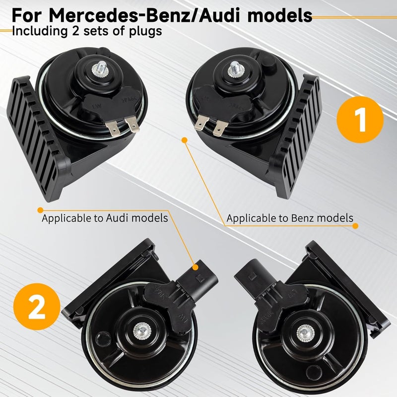 FARBIN Car Horn for Mercedes Benz, 12V Waterproof Auto Horn Loud High Low Tone Electric Snail Horns (Fit for Benz) - Image 5