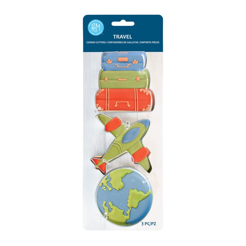 RM RM Honeymoon Adventure Travel Cookie Cutter 3 Piece Set Includes Suitcases Airplane Globe Cookie Cutter 