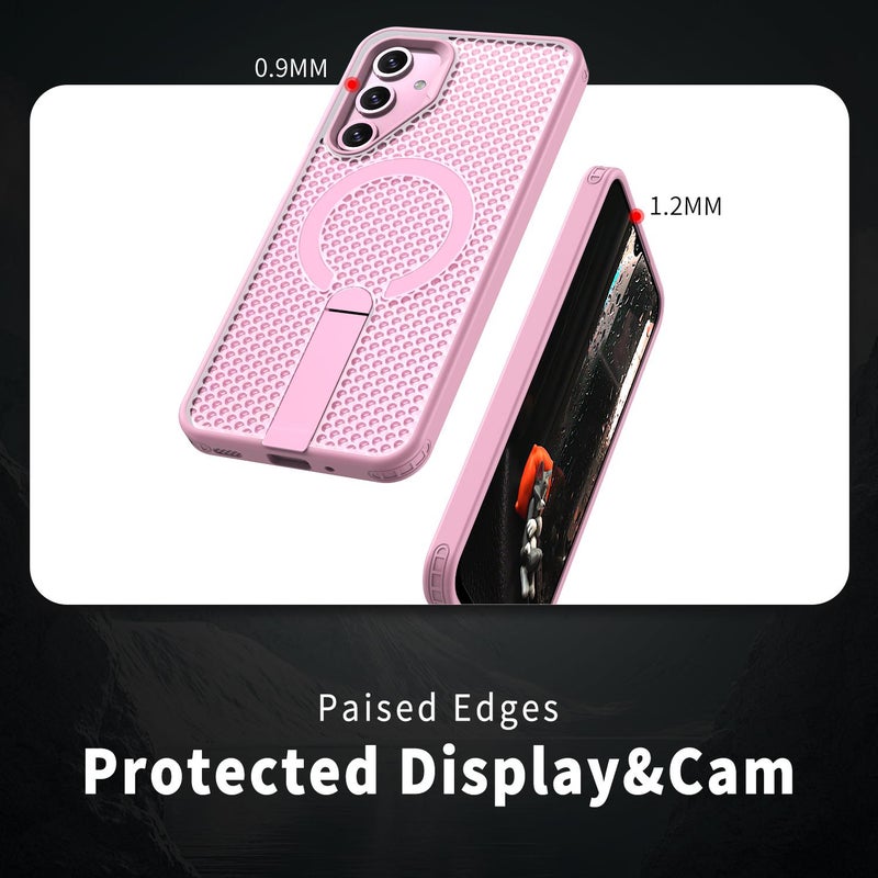 erorex For Samsung Galaxy A16 5G Kalebol Honeycomb Cooling Magsafe Holder Phone Case(Pink) - Image 4