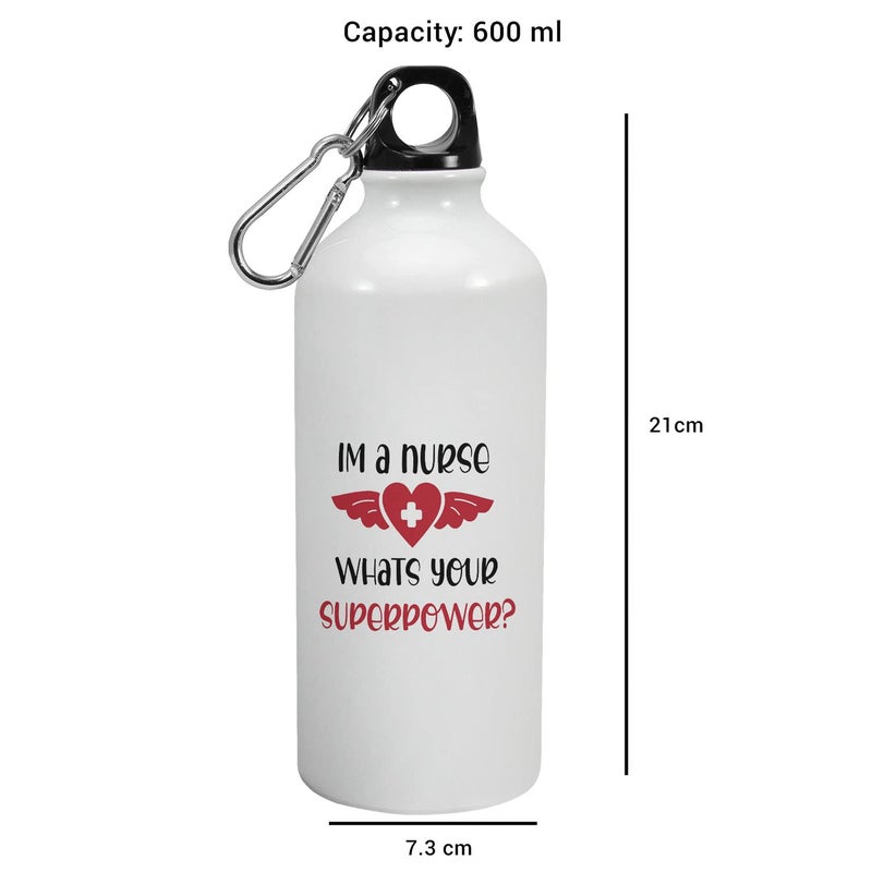 Happu Happu Aluminium Sipper Bottle For Nurses Im a Nurse Whats Your Superpower1 Gift for Nursing Students Gift for Community Helpers Gift for Hospital Staff 3314AB600  - Image 4