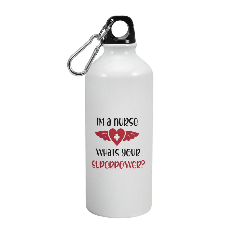 Happu Happu Aluminium Sipper Bottle For Nurses Im a Nurse Whats Your Superpower1 Gift for Nursing Students Gift for Community Helpers Gift for Hospital Staff 3314AB600  - Image 1