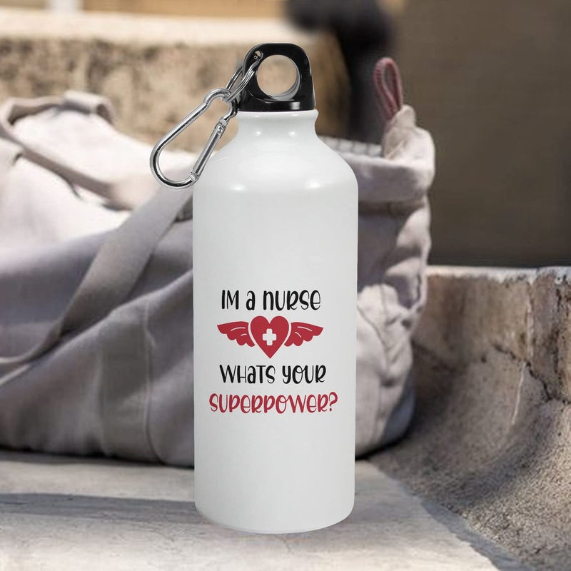 Happu Happu Aluminium Sipper Bottle For Nurses Im a Nurse Whats Your Superpower1 Gift for Nursing Students Gift for Community Helpers Gift for Hospital Staff 3314AB600  - Image 3