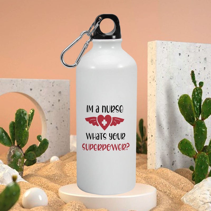 Happu Happu Aluminium Sipper Bottle For Nurses Im a Nurse Whats Your Superpower1 Gift for Nursing Students Gift for Community Helpers Gift for Hospital Staff 3314AB600  - Image 2