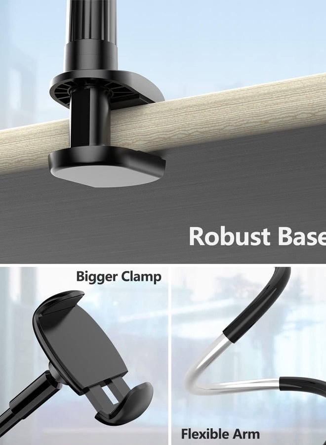 Gooseneck Phone Holder Stand for Bed Flexible Arm Adjustable Cell Phones Mount Clamp on Desk Bedframe Compatible with iPhone 14 Pro Max 13 12 11 X SE Series/Samsung S22 or Other 4"-7" Devices - Image 5