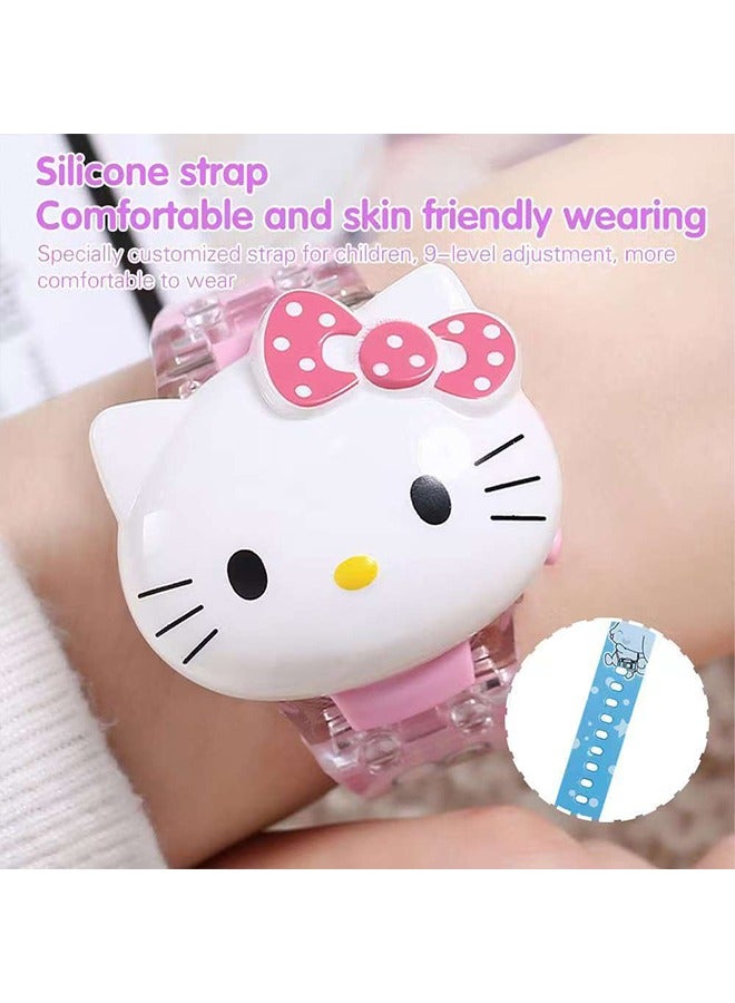 Hello Kitty Cartoon Hello Kitty Children's Watch, Children's Watch Toy with Light Effect, Kids Electronic Watch with Music, Flip-top Cartoon Watch for Kids - Image 4