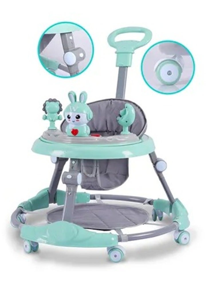 Baby Walker, 360-Degree Rotate Toddler Walker With Detachable Music Tray, Adjustable Height Baby Trolley for 6-18 Months Boys and Girls