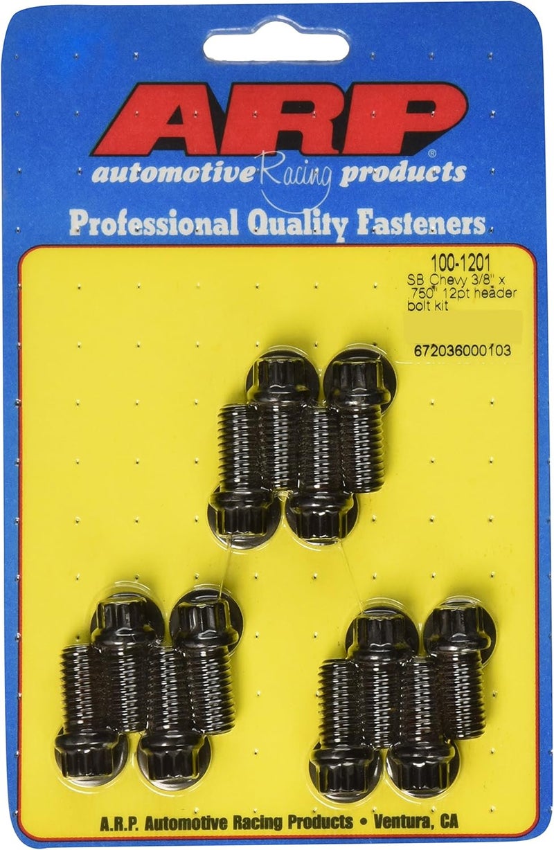 1001201 Black Oxide 12-Point Header Bolts - Set of 12
