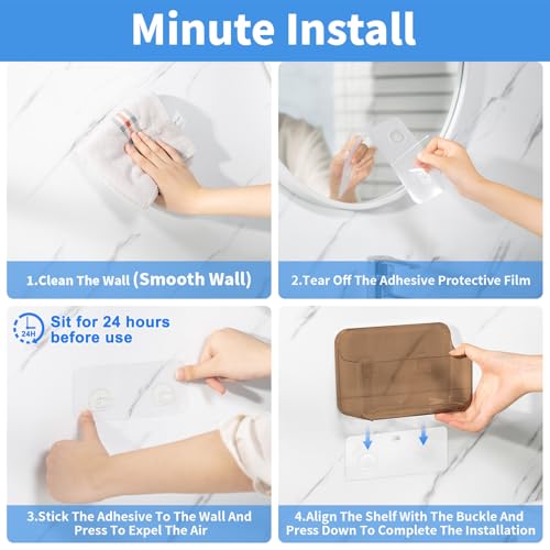 Diesisa 2pc Acrylic Wall Mount Organizer, Adhesive Cabinet Door Organizer,Acrylic Bathroom Shelves for Wall,No Drilling Hang Walls,with Self Adhesive Tape, for Bathroom, Kitchen, Living Room - Image 4