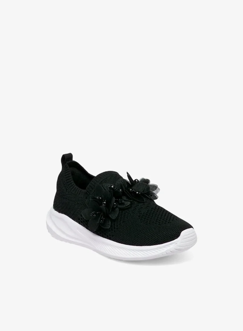 جونيورز Floral Embellished Slip-On Sneakers