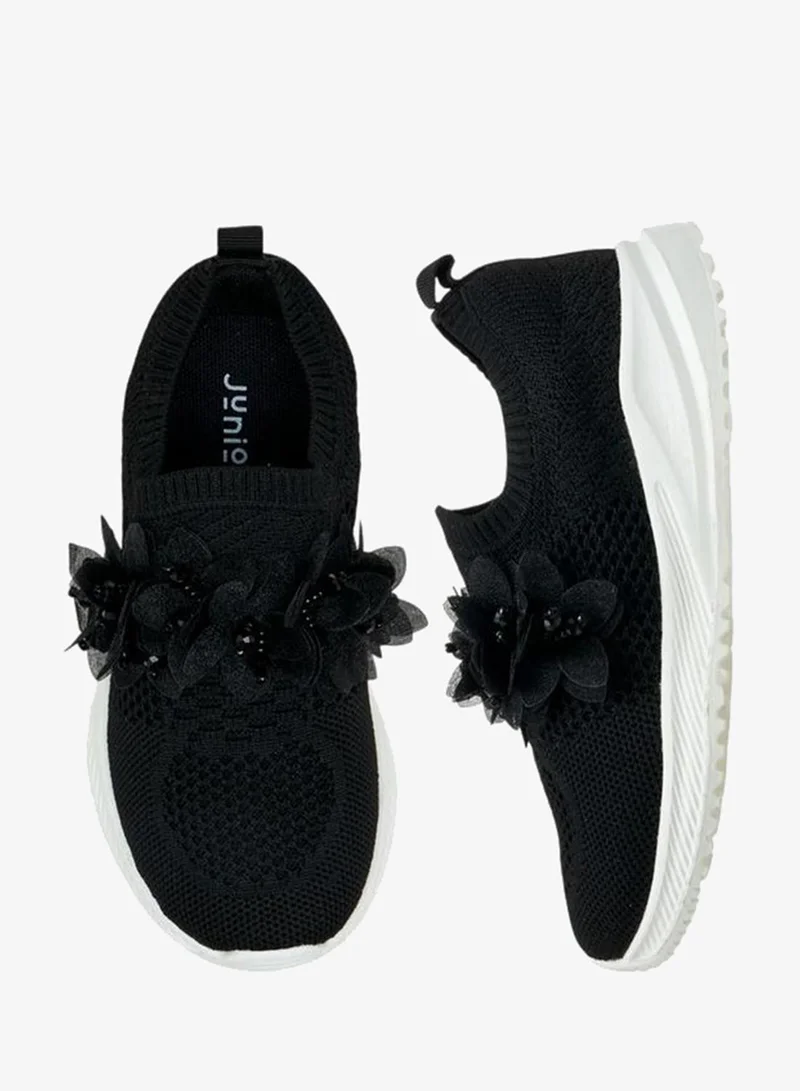 جونيورز Floral Embellished Slip-On School Sneakers