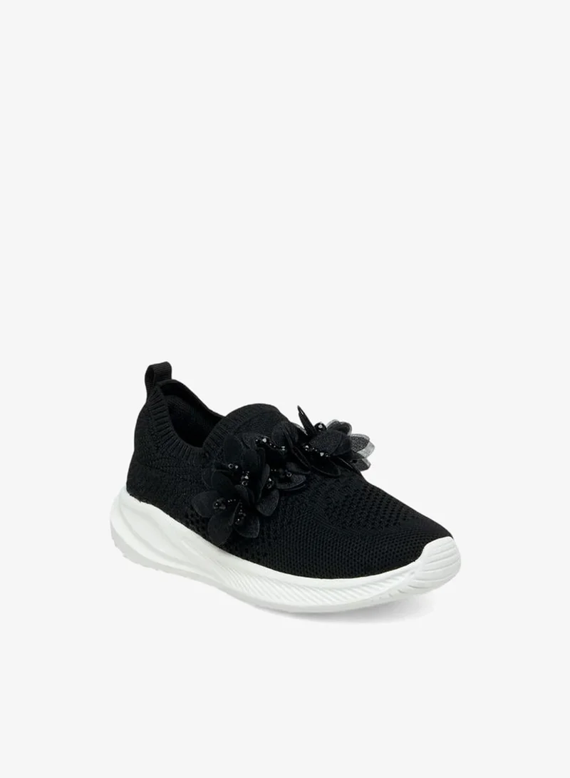 جونيورز Floral Embellished Slip-On School Sneakers