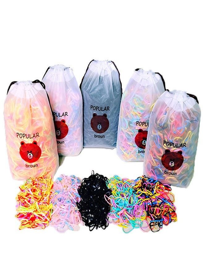 ZCM-HAPPY - 5 packs rubber bands hair ties suitable for babies children girls estimated 10,000 pieces - Image 1